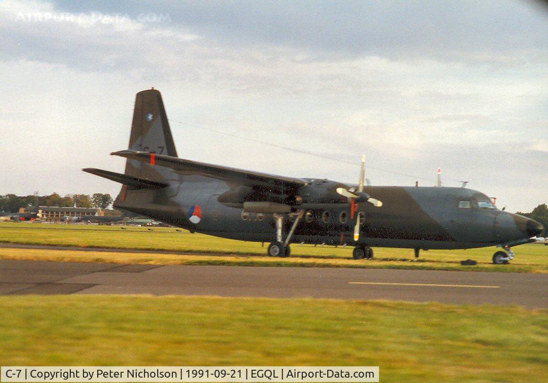 C-7, 1960 Fokker F-27-300M Troopship C/N 10157, F-27M Troopship of 334 Squadron Royal Netherlands Air Force at the 1991 Leuchars Airshow.