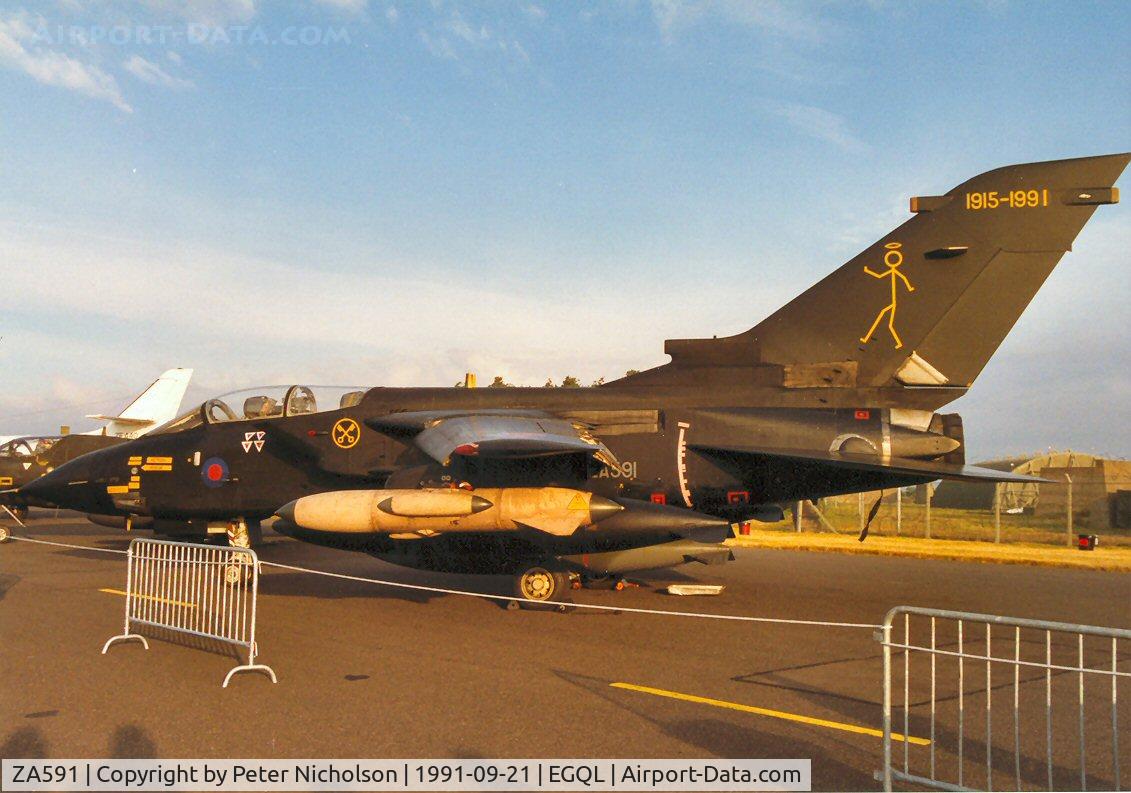 ZA591, 1982 Panavia Tornado GR.1 C/N 104/BS034/3055, Tornado GR.1 of 16 Squadron in 76th anniversary markings in the static park of the 1991 Leuchars Airshow.