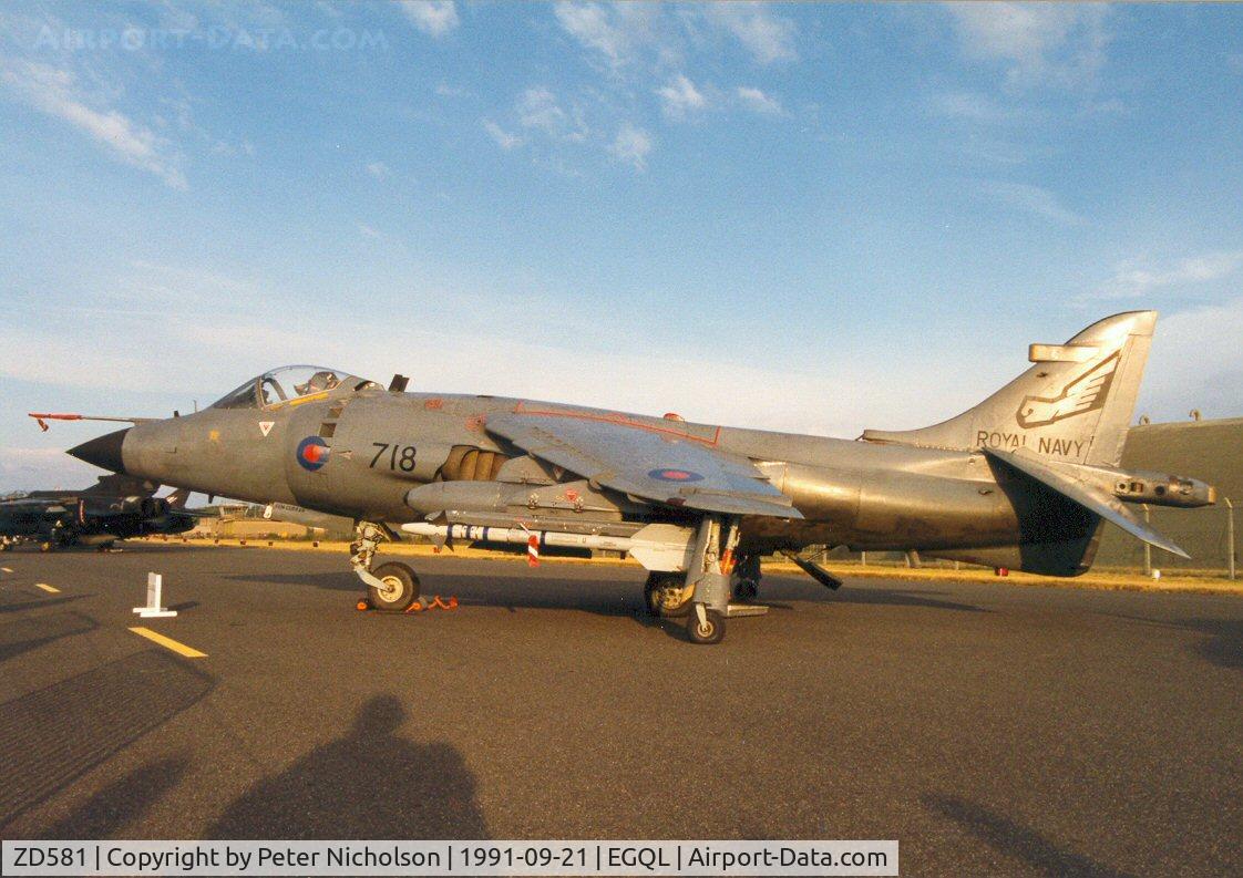ZD581, 1985 British Aerospace Sea Harrier FRS.1 C/N 912044/B38/P31, Sea Harrier FRS.1 of 899 Squadron in the static park at the 1991 Leuchars Airshow.