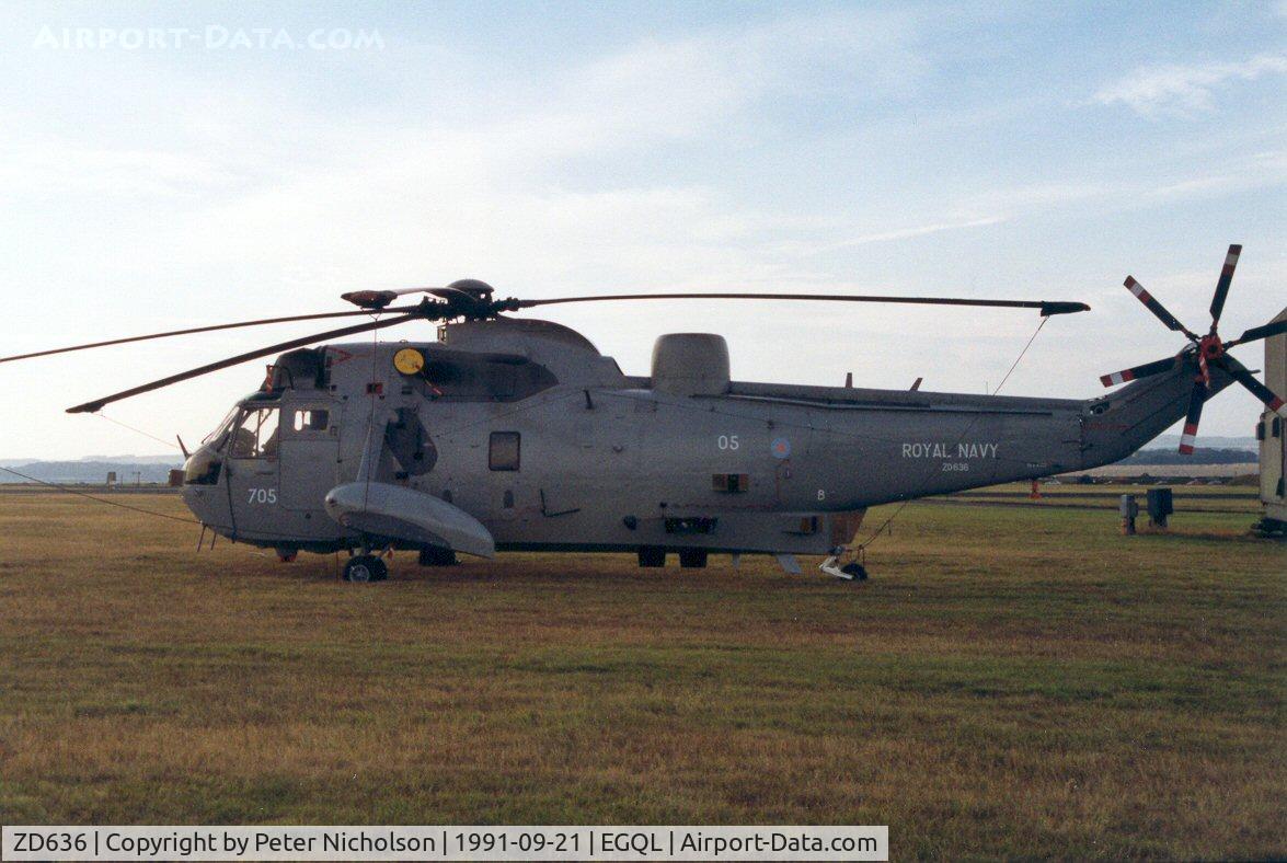 ZD636, 1985 Westland Sea King HAS.6 C/N WA945, Sea King HAS.6 of 819 Squadron at Prestwick was displayed at the 1991 Leuchars Airshow.