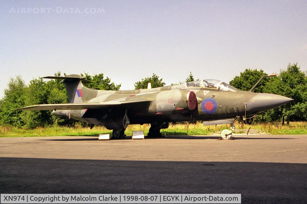 XN974, 1964 Hawker Siddeley Buccaneer S.2 C/N B3-01-63, Hawker Siddeley Buccaneer S2. Formerly operated by the MOD(PE) BAe Warton and now at the Yorkshire Air Museum, Elvington, UK. Seen here in 1998.