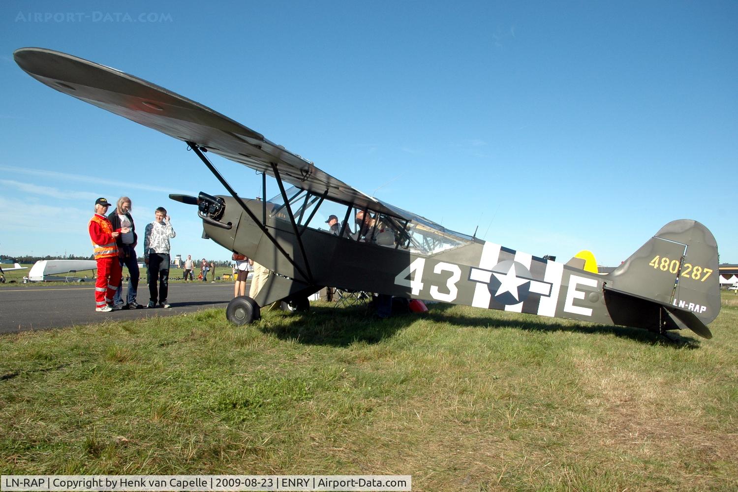 LN-RAP, 1943 Piper L-4J Grasshopper (J3C-65D) C/N 12583, Piper Grasshopper at Rygge AFB, Norway.