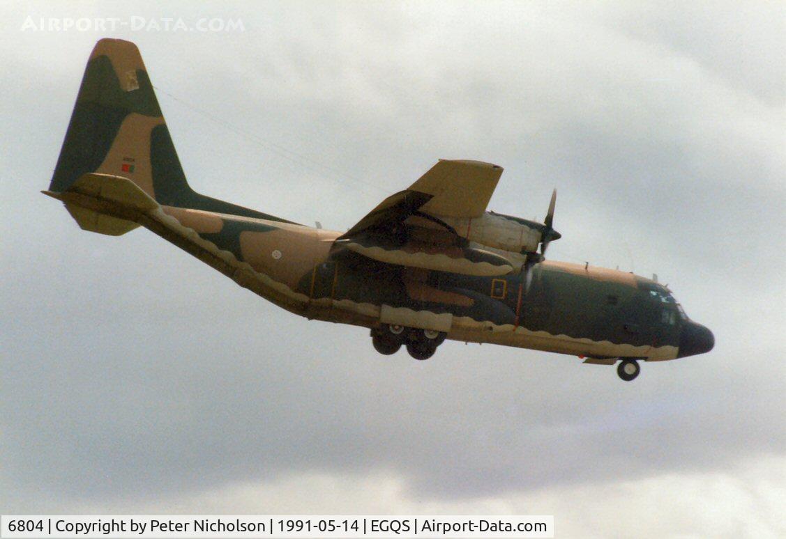 6804, Lockheed C-130H Hercules C/N 382-4777, C-130H Hercules of 501 Esquadron Portuguese Air Force landing at Lossiemouth in May 1991 in support of a squadron exchange.