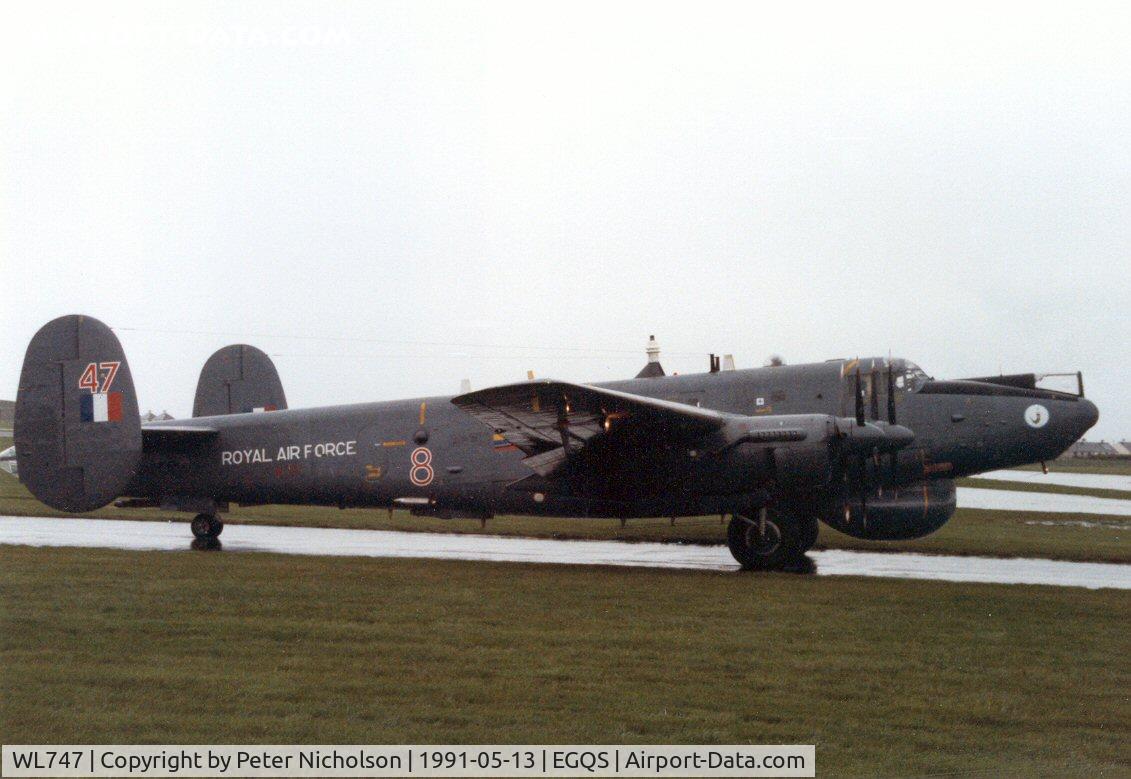 WL747, Avro 716 Shackleton AEW.2 C/N R3/696/239005, Shackleton AEW.2 of 8 Squadron taxying to the active runway at Lossiemouth in May 1991.