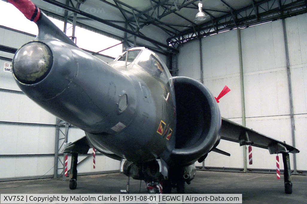 XV752, 1969 Hawker Siddeley Harrier GR.3 C/N 712015, Hawker Siddeley Harrier GR3 at The Aerospace Museum, RAF Cosford in 1991.