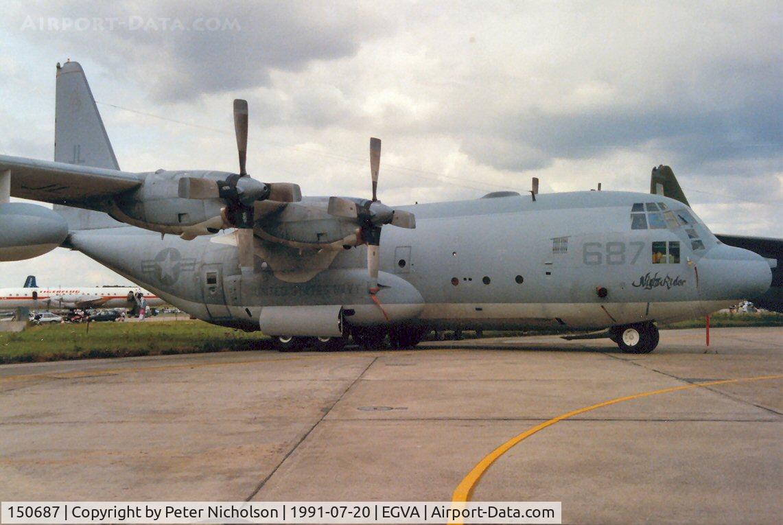 150687, 1963 Lockheed KC-130F Hercules C/N 282-3734, KC-130F Hercules, callsign Rider 90, of VR-22 on display at the 1991 Intnl Air Tattoo.