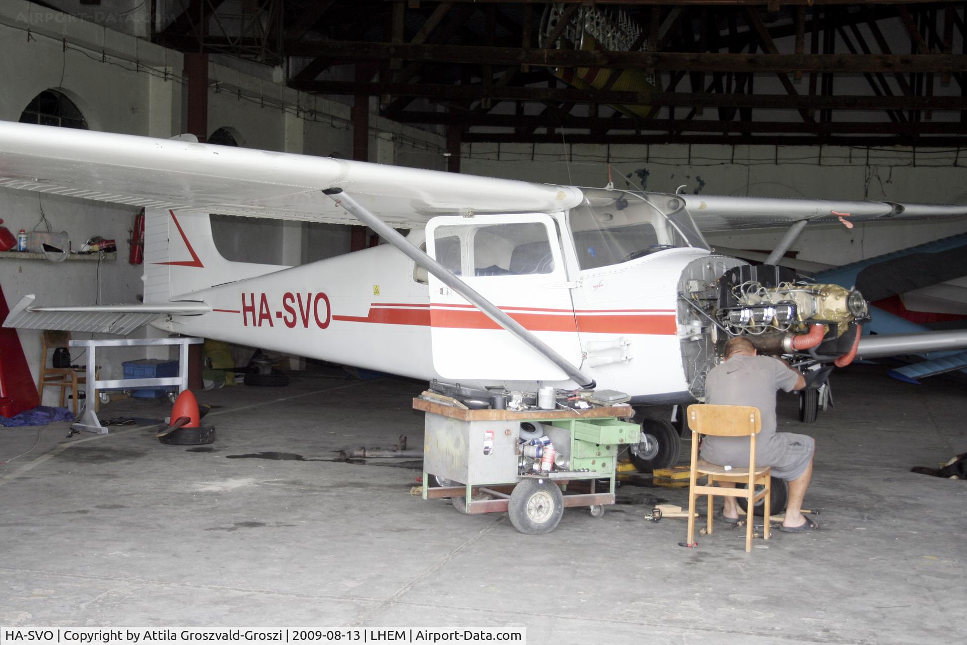 HA-SVO, 1956 Cessna 172 C/N 28916, Esztergom Airfield-hangar,correction during mending.