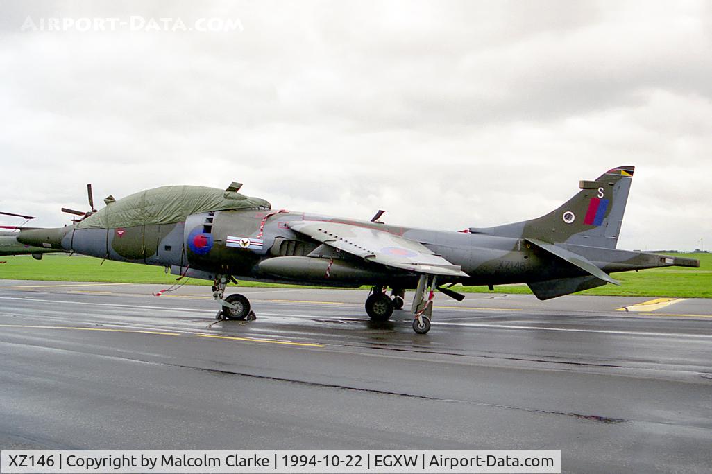 XZ146, Hawker Siddeley Harrier T.4 C/N 212027, Hawker Siddeley Harrier T4. From RAF HOCU/No 20(R) Sqn, Wittering  at RAF Waddington's Photocall 94.