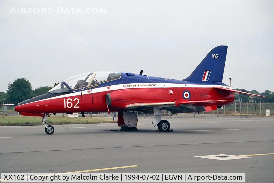 XX162, 1976 Hawker Siddeley Hawk T.1 C/N 009/312009, Hawker Siddeley Hawk T1. Based at the MoD(PE) Instutute of Aviation Medicine, Boscombe Down at RAF Brize Norton's Photocall 94.
