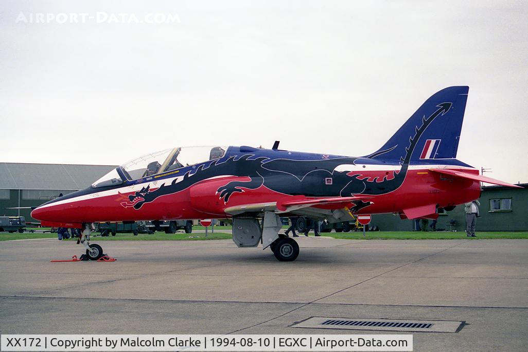 XX172, 1977 Hawker Siddeley Hawk T.1 C/N 019/312019, Hawker Siddeley Hawk T1. From RAF St Athan Station Flight, at RAF Coningsby's Photocall 94.