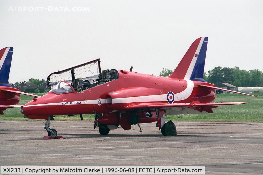 XX233, 1978 Hawker Siddeley Hawk T.1 C/N 069/312069, British Aerospace Hawk T1 at Cranfield's celebration of the 50th anniversary of the College of Aeronautics in 1996.