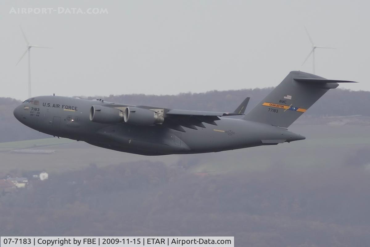 07-7183, 2007 Boeing C-17A Globemaster III C/N P-183, climb out from Ramstein AB, taken from the Bismark tower