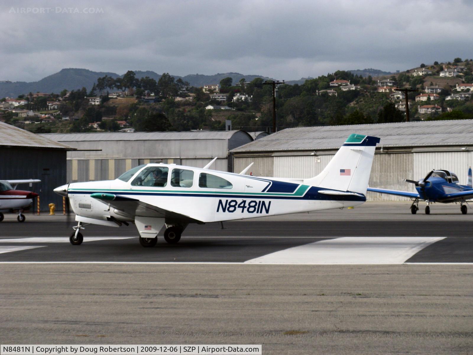 N8481N, 1968 Beech E33 Bonanza C/N CD-1175, 1968 Beech E33 BONANZA, Continental IO-470 225 Hp, takeoff roll Rwy 22