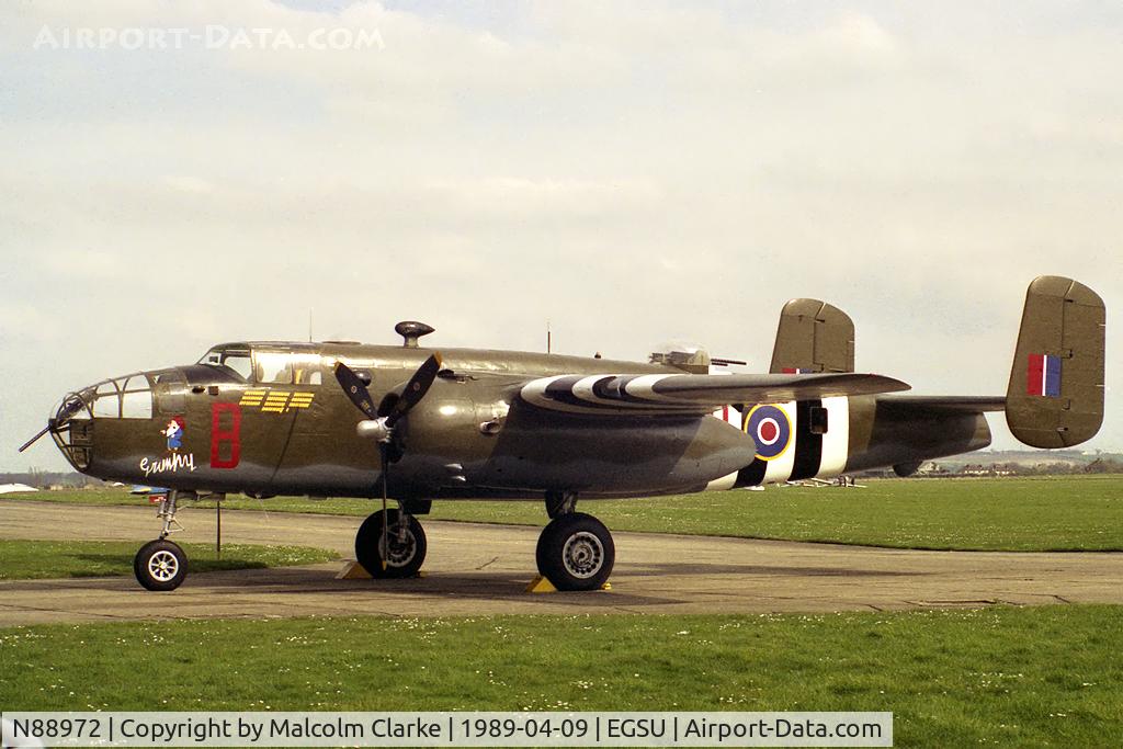 N88972, 1943 North American B-25D Mitchell C/N 100-23644, North American Mitchell II. At the Imperial War Museum, Duxford in 1989.