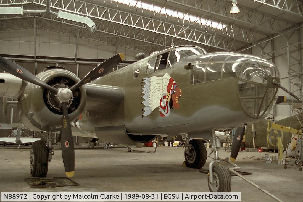 N88972, 1943 North American B-25D Mitchell C/N 100-23644, North American Mitchell II. At the Imperial War Museum, Duxford in 1989.