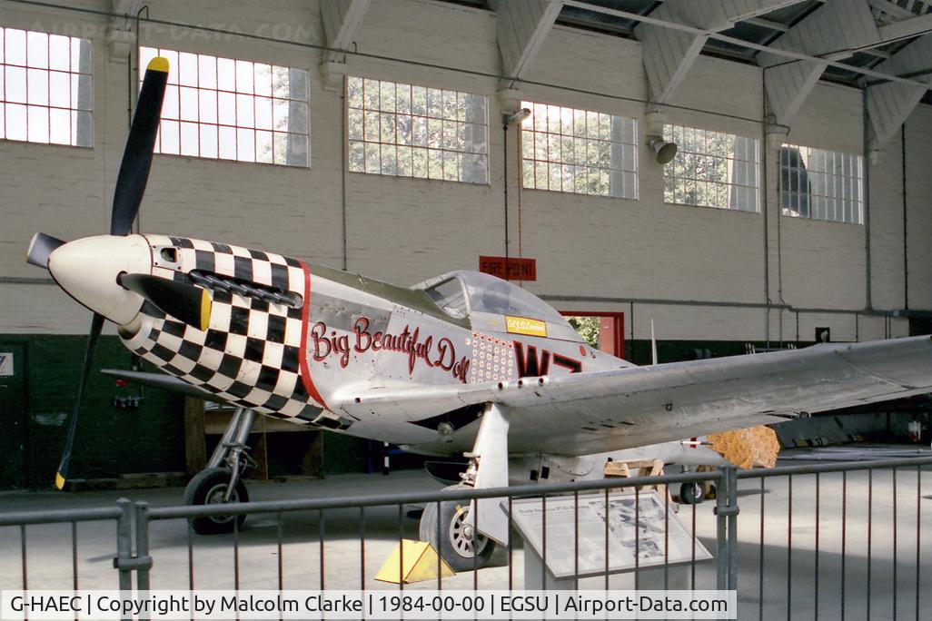 G-HAEC, 1951 Commonwealth CA-18 Mustang 22 (P-51D) C/N CACM-192-1517, Commonwealth CA-18 Mustang 22. 'Big Beautiful Doll' at The Imperial War Museum, Duxford in 1984.