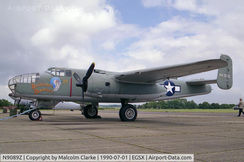 N9089Z, 1944 North American TB-25N Mitchell C/N 108-34136, North American VB-25N Mitchell. 'Bedsheet Bomber' at North Weald Airfield in 1990.