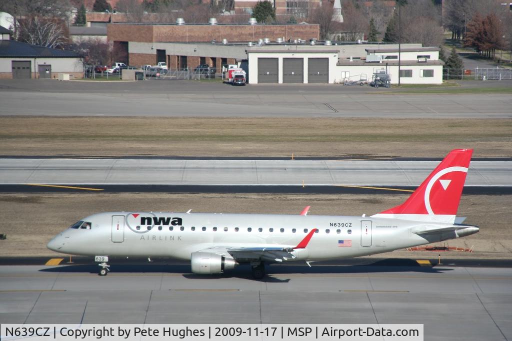 N639CZ, 2008 Embraer 175LR (ERJ-170-200LR) C/N 17000262, at MSP