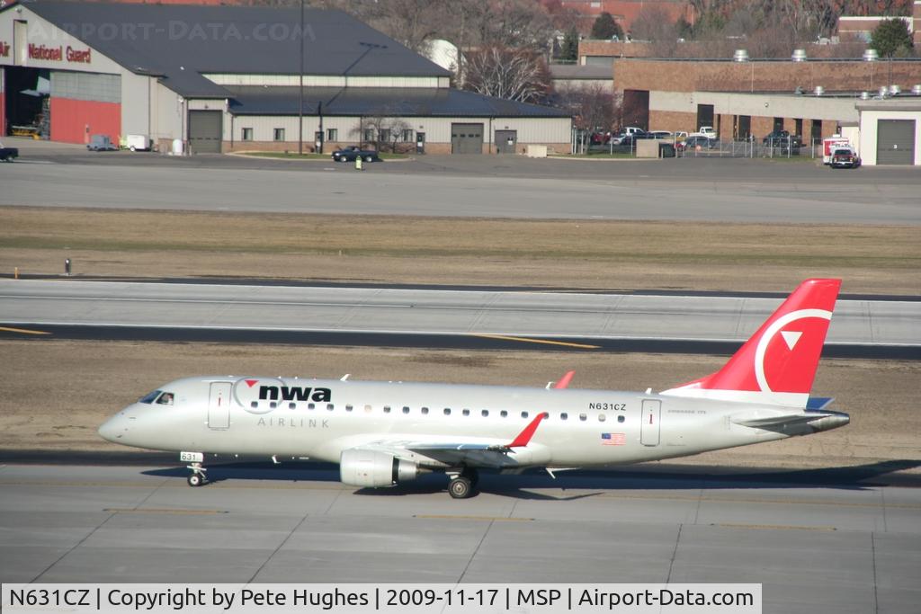 N631CZ, 2008 Embraer 175LR (ERJ-170-200LR) C/N 17000239, at MSP