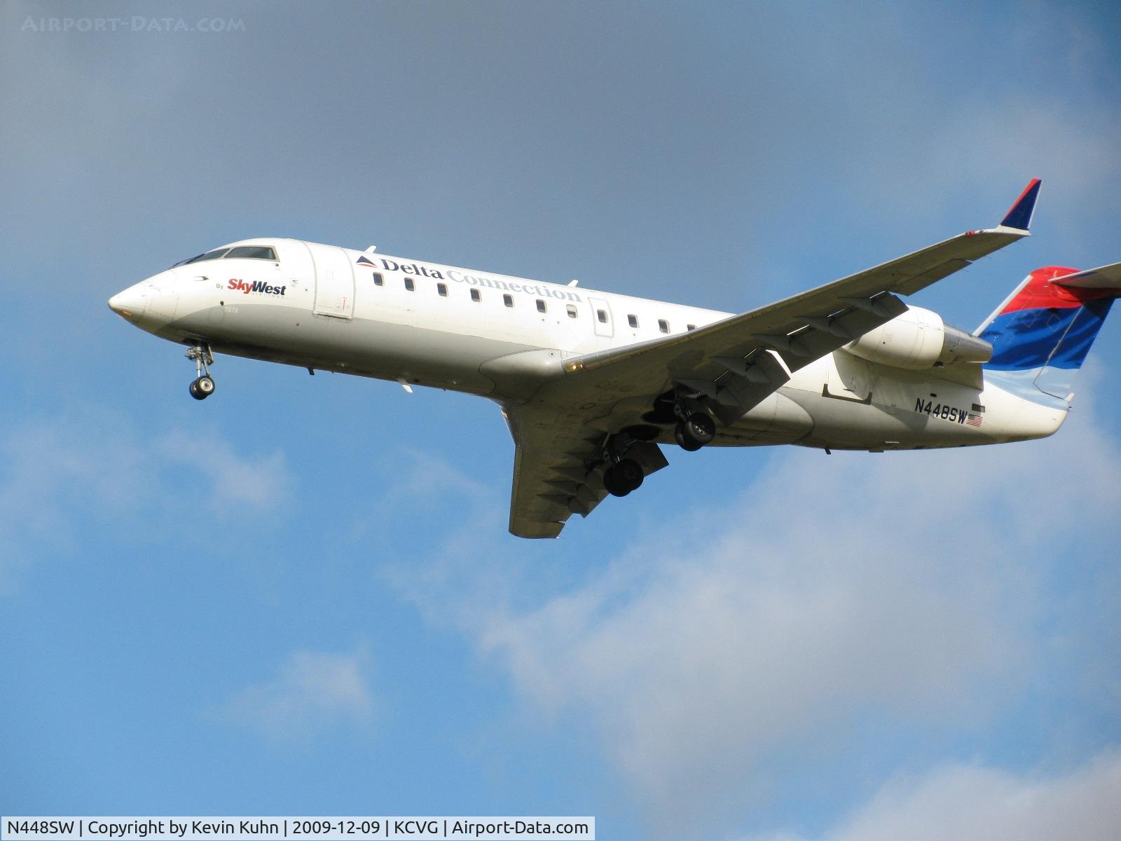 N448SW, 2002 Bombardier CRJ-200LR (CL-600-2B19) C/N 7678, After a long time hoping it would happen, I finally got to experience a full day of Rwy 27 approaches at KCVG. It was incredible (CRJ-200LR)