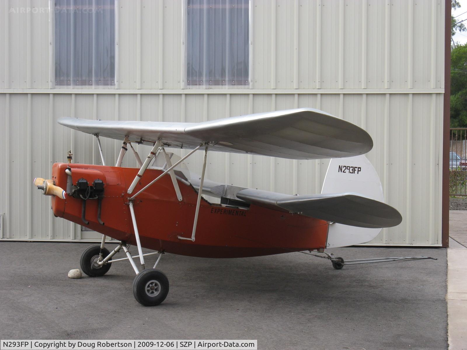 N293FP, Mignet HM.293 Replica Pou-du-Ciel C/N FP100, 1983 Frank Perry/Henri Mignet HM293 Pou du Ciel ('Sky Louse or 'Flying Flea'), Hercules four cylinder opposed, air-cooled 40 Hp, with variable-incidence front upper wing and no ailerons or elevator. Both wings fold. French design from 1930s.