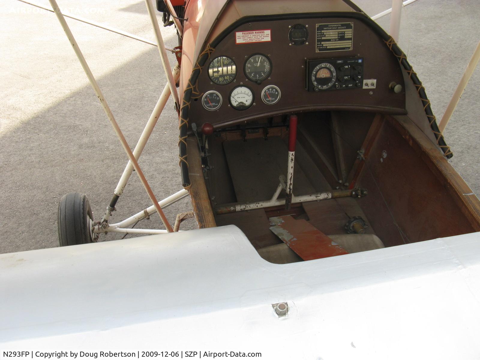 N293FP, Mignet HM.293 Replica Pou-du-Ciel C/N FP100, 1983 Frank Perry/Henri Mignet Pou du Ciel ('Sky Louse' or 'Flying Flea'), Hercules 40 Hp engine, French design of 1930s, stick linkage controls variable-incidence upper wing plus rudder replace functions of ailerons and elevator of which there are none.
