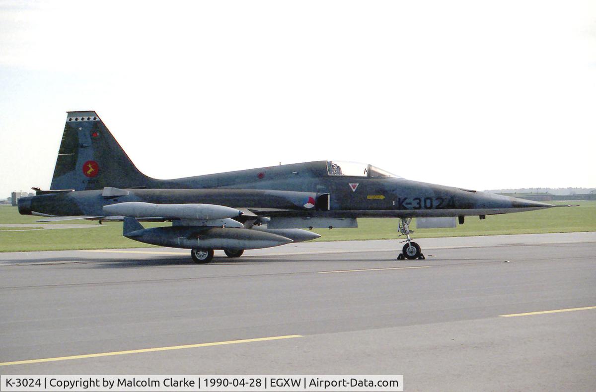 K-3024, 1970 Canadair NF-5A Freedom Fighter C/N 3024, Canadair NF-5A. From 314 Sqn, Eindhoven at RAF Waddington in 1990.