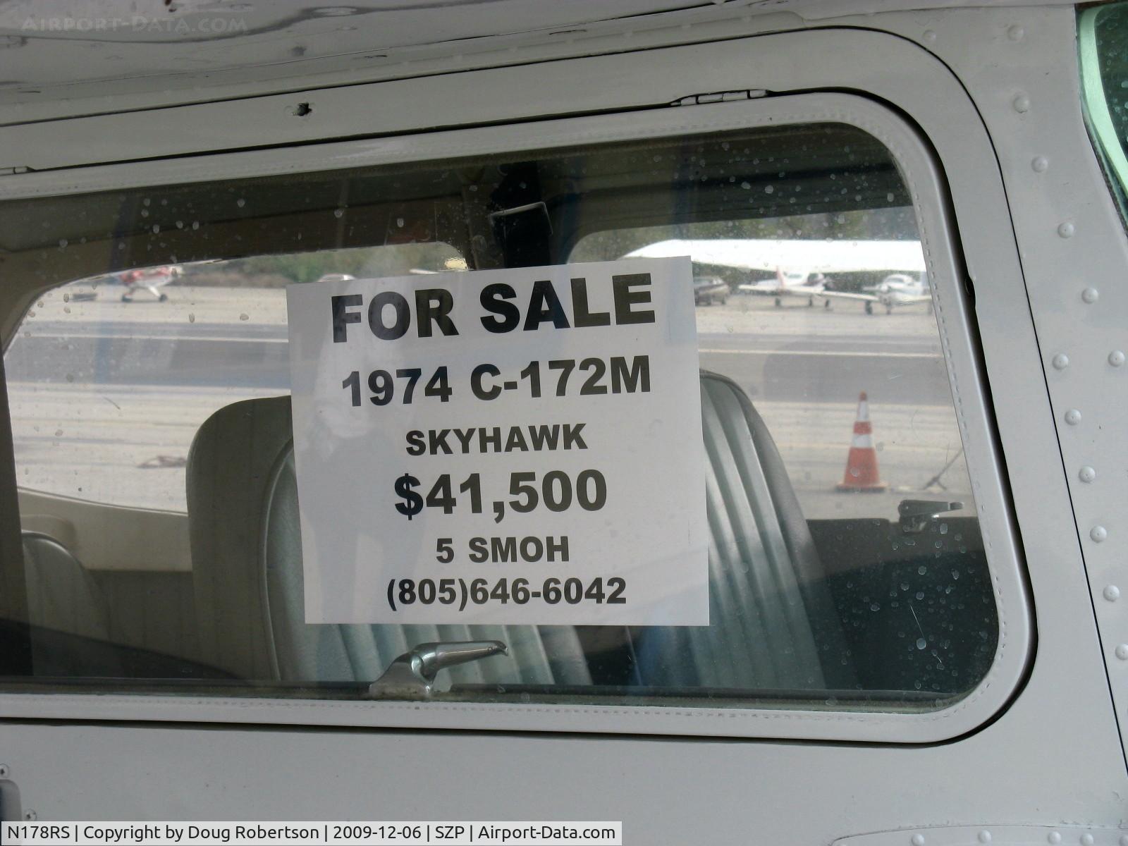 N178RS, 1974 Cessna 172M C/N 17262925, 1974 Cessna 172M SKYHAWK II, Lycoming O-320-E2D 150 Hp, data card