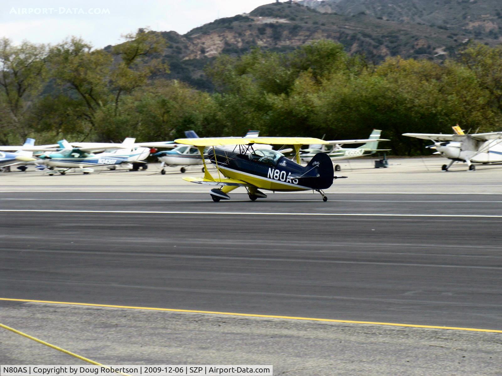 N80AS, 1992 Pitts S-2B Special C/N 5244, 1992 Pitts Aerobatics S-2B, Lycoming AEIO-540, three-blade MT prop, landing Rwy 04