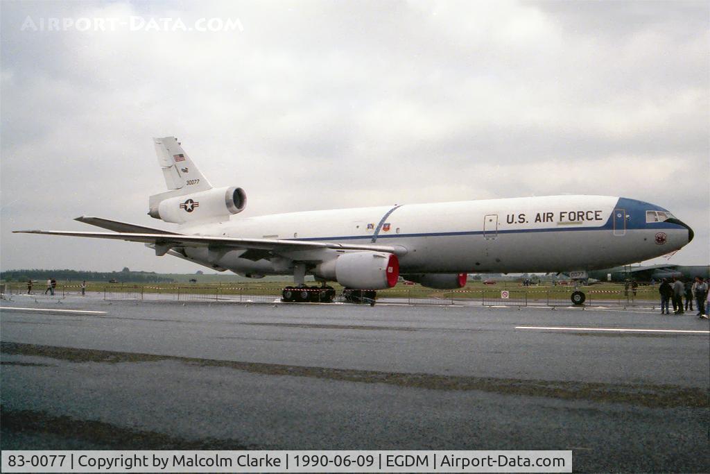 83-0077, 1983 McDonnell Douglas KC-10A Extender C/N 48218, McDonnell Douglas KC-10A Extender at Boscombe Down in 1990.