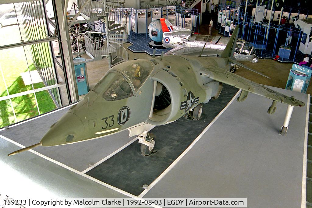 159233, Hawker Siddeley AV-8A Harrier C/N 712142/64, Hawker Siddeley AV-8A Harrier at The Fleet Air Arm Museum, RNAS Yeovilton in 1992