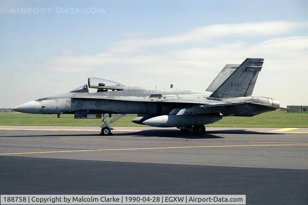 188758, McDonnell Douglas CF-188A Hornet C/N 0401/A334, McDonnell Douglas CF-188A Hornet. From 421 Sqn 1st CAD, Sollingenn at RAF Waddington's Photocall 1990.