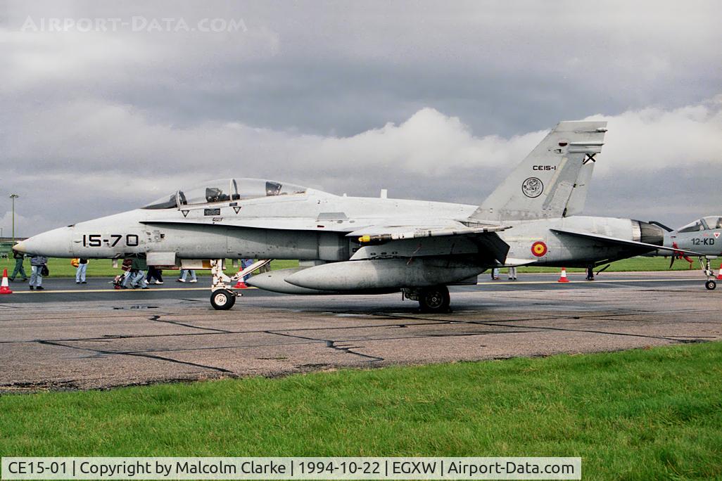 CE15-01, 1985 McDonnell Douglas EF-18BM Hornet C/N 0371/B060, McDonnell Douglas EF-18B Hornet. From Grupo 15, Zaragoza and seen at RAF Waddington's Photocall 94.