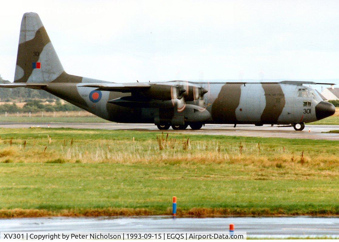 XV301, 1967 Lockheed C-130K Hercules C.3 C/N 382-4268, Hercules C.3 of the Lyneham Transport Wing preparing to depart from RAF Lossiemouth in September 1993.