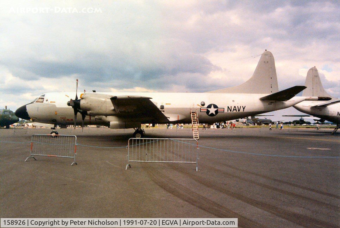 158926, Lockheed P-3C-145-LO Orion C/N 285A-5598, P-3C Orion of Patrol Squadron VP-45 on display at the 1991 Intnl Air Tattoo at RAF Fairford.