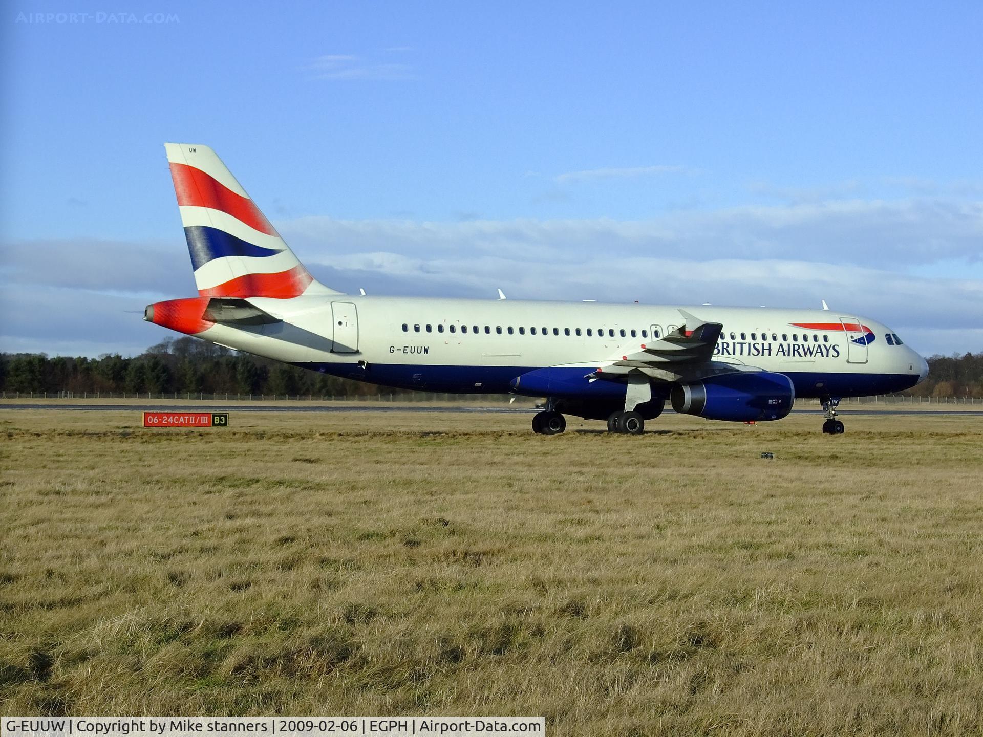 G-EUUW, 2008 Airbus A320-232 C/N 3499, BA A320 Arrives at EDI From LHR