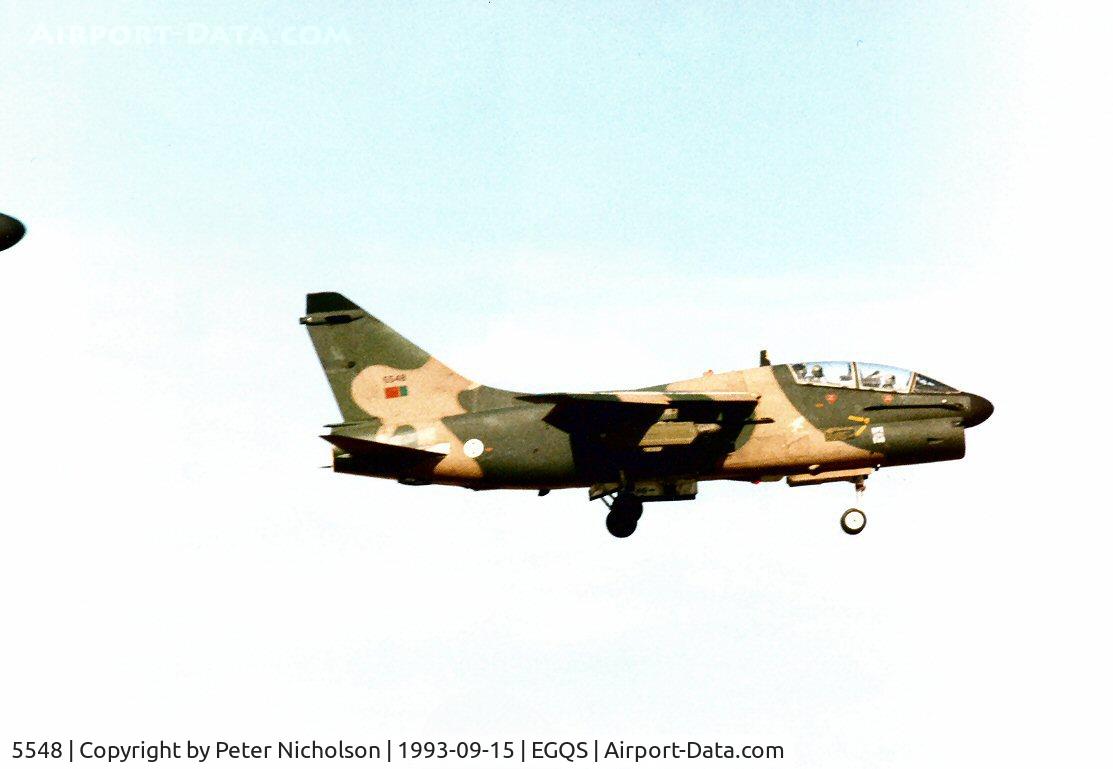 5548, LTV TA-7P Corsair II C/N A-158, TA-7P Corsair of 302 Esquadron Portuguese Air Force at Monte Real on approach to RAF Lossiemouth in September 1993.