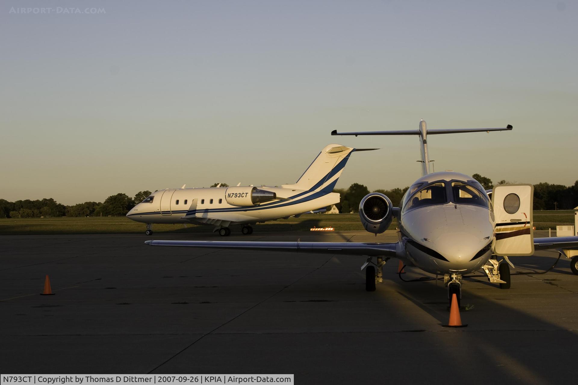 N793CT, 2006 Bombardier Challenger 604 C/N 5643, N793CT with a beechjet in foreground