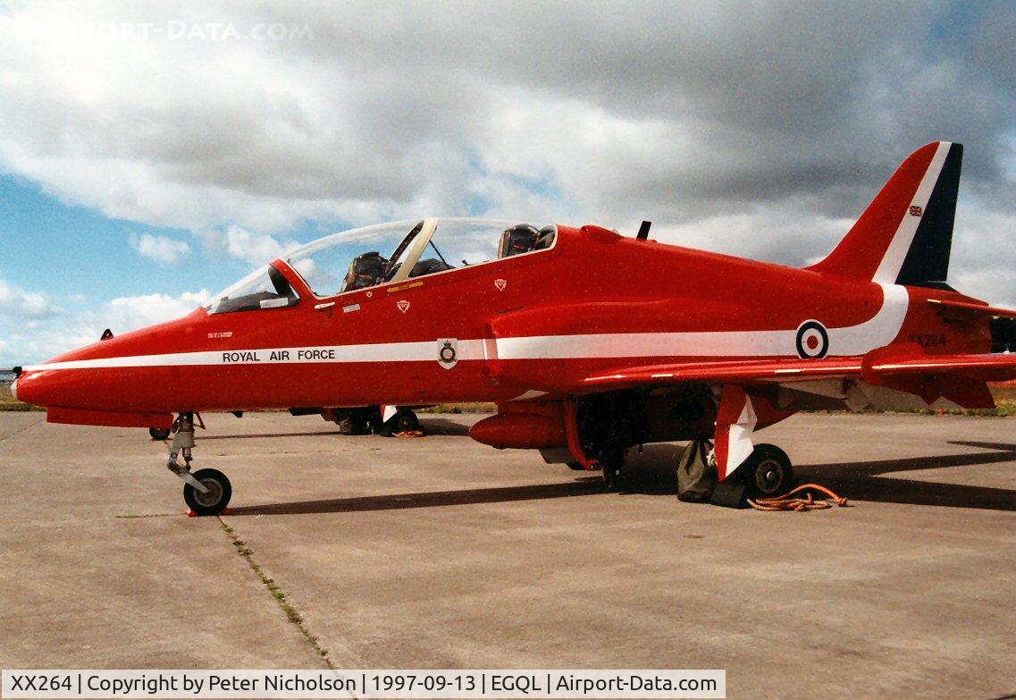 XX264, 1978 Hawker Siddeley Hawk T.1A C/N 100/312100, Hawk T.1A of the Red Arrows aerobatic display team at the 1997 RAF Leuchars Airshow.