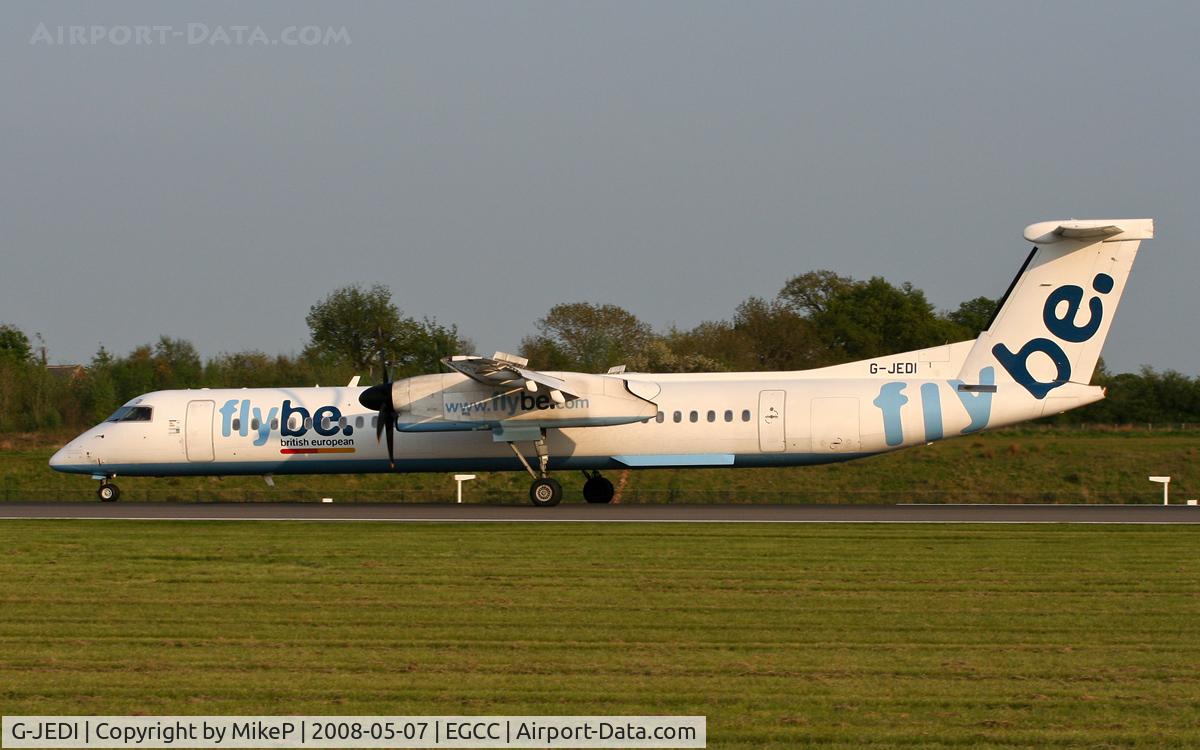 G-JEDI, 2001 De Havilland Canada DHC-8-402Q Dash 8 C/N 4052, Arriving on Runway 05R.