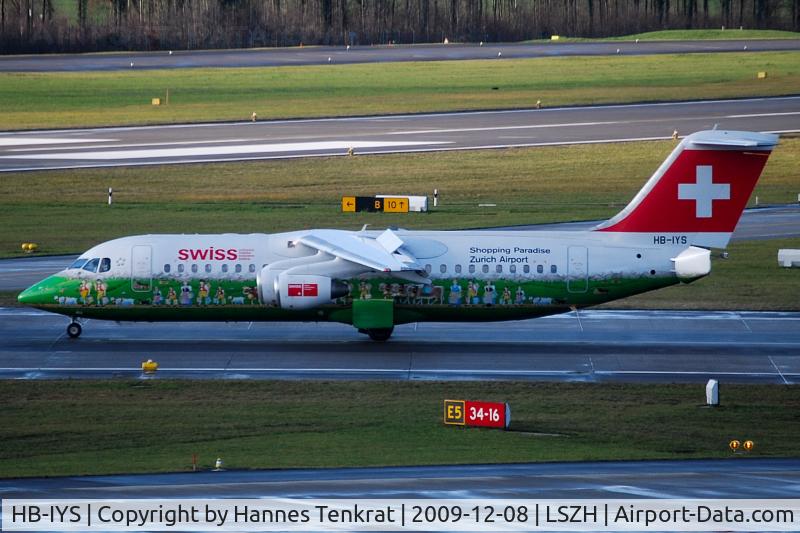 HB-IYS, 2001 British Aerospace Avro 146-RJ100 C/N E3381, Swiss