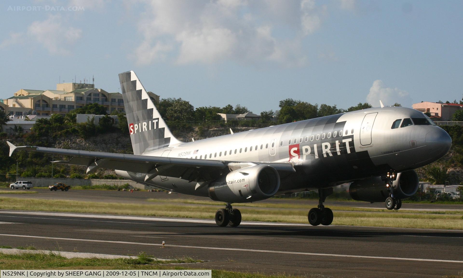 N529NK, 2007 Airbus A319-132 C/N 3007, Spirit wings N529NK landing at TNCM