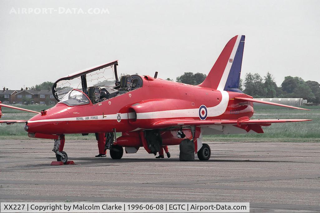 XX227, 1978 Hawker Siddeley Hawk T.1A C/N 063/312063, British Aerospace Hawk T1A. One of the 'Red Arrow's' at Cranfield's celebration of the 50th anniversary of the College of Aeronautics.