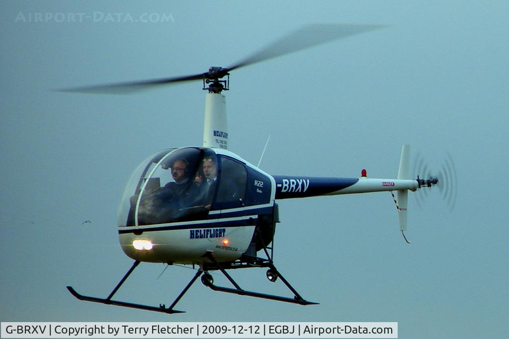 G-BRXV, 1989 Robinson R22 Beta C/N 1246, Robinson R22 landing at Staverton