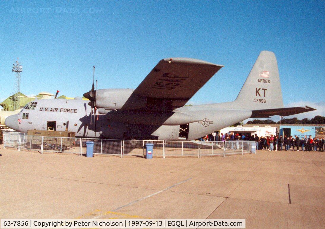 63-7856, 1963 Lockheed C-130E Hercules C/N 382-3926, C-130E Hercules, callsign Hobby 13, of the 815th Airlift Squadron/403rd Airlift Wing on display at the 1997 RAF Leuchars Airshow.