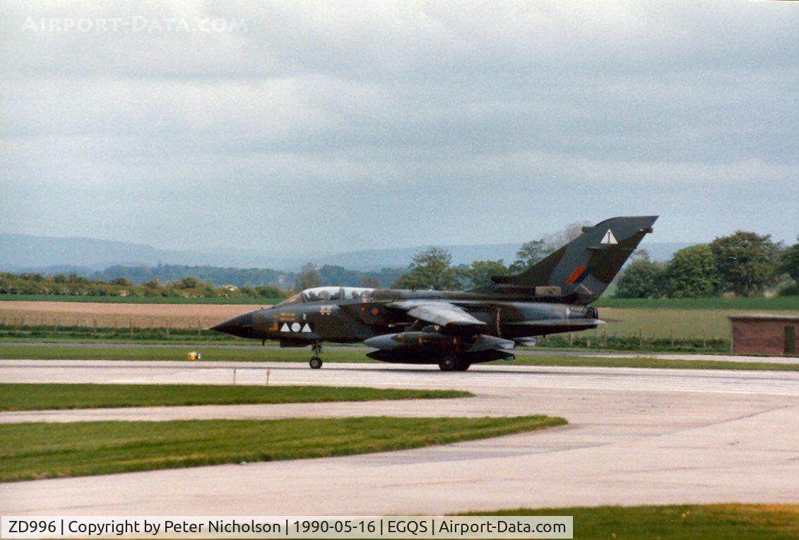 ZD996, 1985 Panavia Tornado GR.1A C/N 480/BS156/3218, Tornado GR.1A of 2 Squadron at RAF Marham preparing for take-off at RAF Lossiemouth in May 1990.