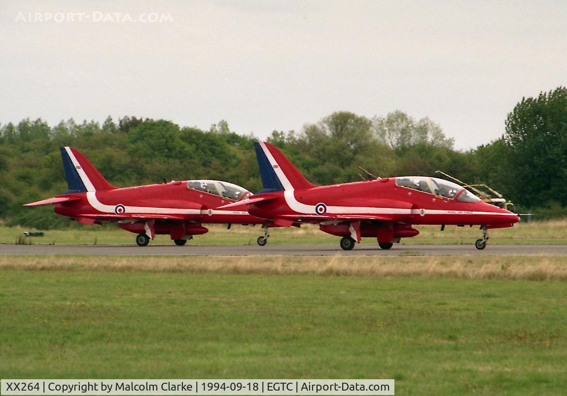 XX264, 1978 Hawker Siddeley Hawk T.1A C/N 100/312100, British Aerospace Hawk T1A at Cranfield Airport in 1994.