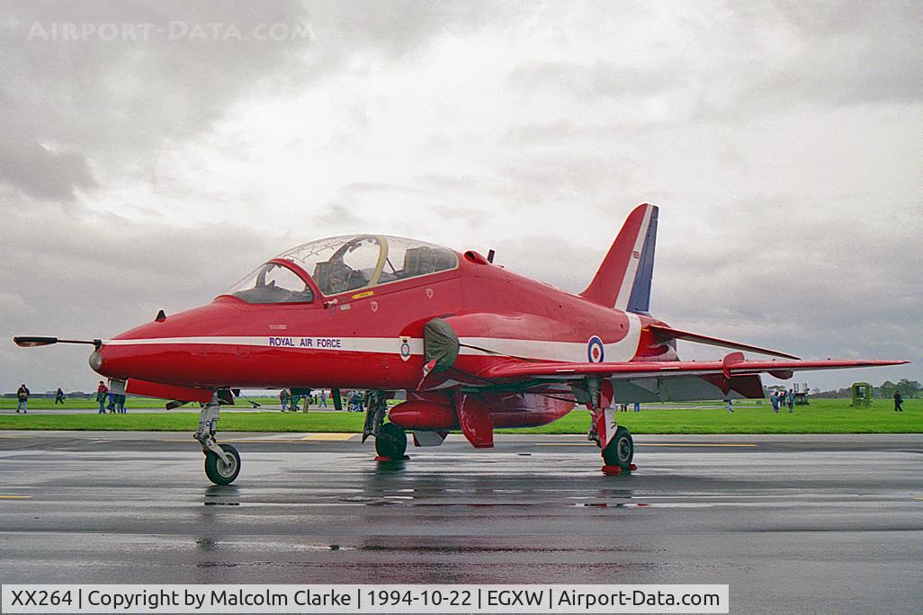 XX264, 1978 Hawker Siddeley Hawk T.1A C/N 100/312100, British Aerospace Hawk T1A. From the RAF Red Arrows, Scampton at RAF Waddington's Photocall 94.