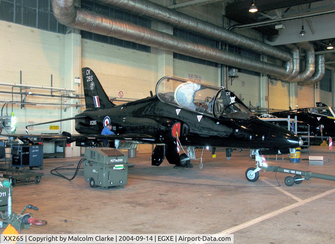 XX265, 1979 Hawker Siddeley Hawk T.1A C/N 101/312101, British Aerospace Hawk T1A in the 100 Sqn hangar at RAF Leeming in 2004.