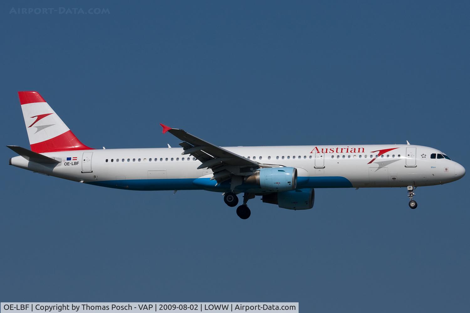 OE-LBF, 2001 Airbus A321-211 C/N 1458, Austrian Airlines